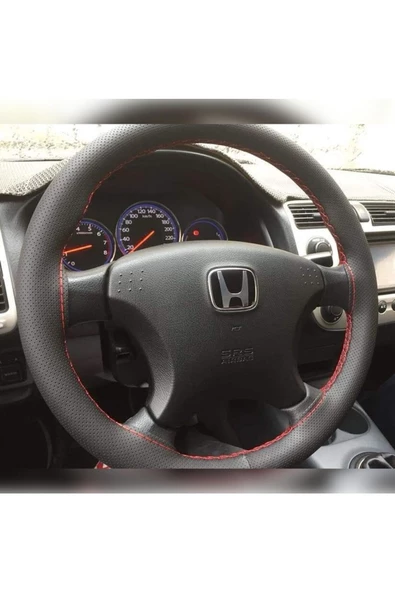DİKİŞLİ DERİ DİREKSİYON KILIFI NOKTALI DERİ KIRMIZI DİKİŞLİ HONDA CİVİC VTEC 2 İÇİN