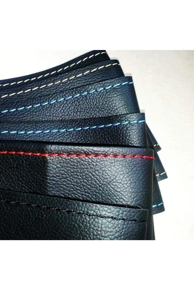 DİKİŞLİ DERİ DİREKSİYON KILIFI DAMARLI DERİ MAVİ DİKİŞLİ ürün görseli