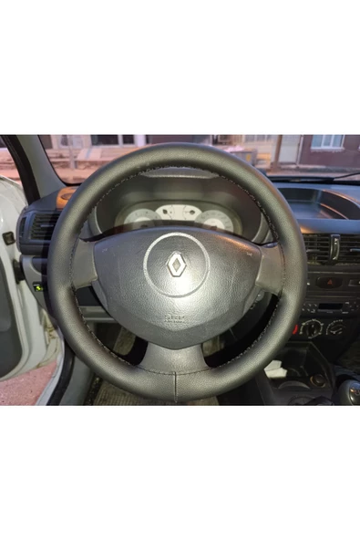 DİKİŞLİ DİREKSİYON KILIFI DAMARLI SİYAH DERİ SİYAH DİKİŞLİ RENAULT CLİO 2007 sonrası ürün görseli