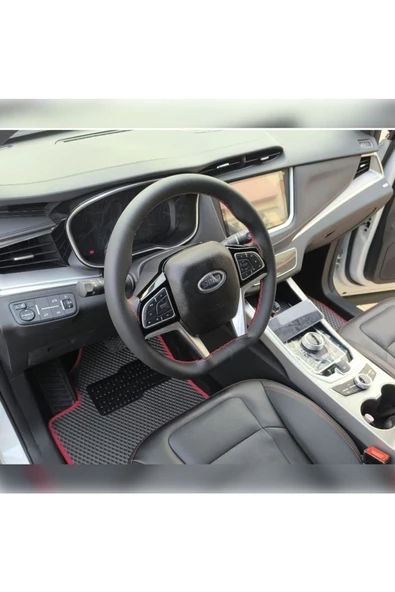 DİKİŞLİ DİREKSİYON KILIFI DAMARLI DERİ KIRMIZI DİKİŞLİ SWM G01F İÇİN ürün görseli