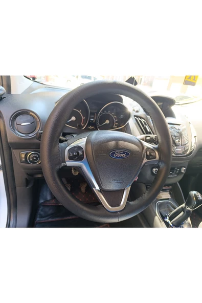 DİKİŞLİ DİREKSİYON KILIFI DAMARLI SİYAH DERİ SİYAH DİKİŞLİ FORD TRANSİT İÇİN ürün görseli