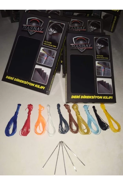 DİKİŞLİ DERİ DİREKSİYON KILIFI SİYAH/BEYAZ DERİ BEYAZ DİKİŞLİ - Resim 2