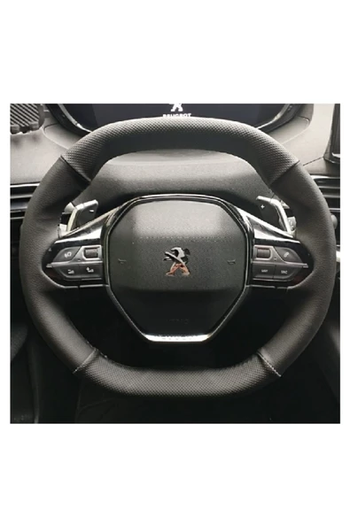 DİKİŞLİ DİREKSİYON KILIFI İTHAL SİYAH-NOKTALI DERİ SİYAH DİKİŞLİ PEUGEOT 3008/2008 ürün görseli