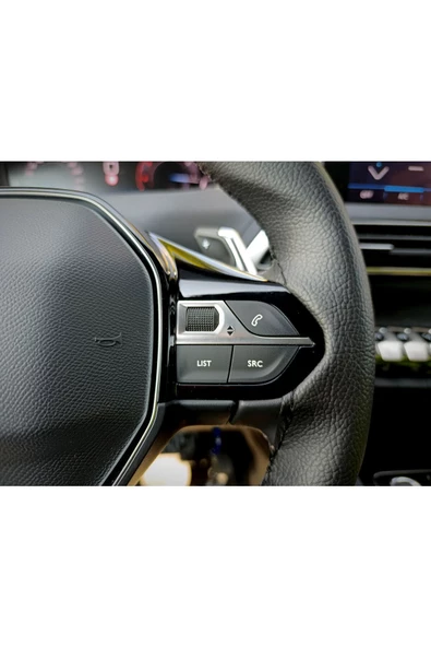 DİKİŞLİ DERİ DİREKSİYON KILIFI DAMARLI SİYAH DERİ SİYAH DİKİŞLİ PEUGEOT 3008 İÇİN ürün görseli