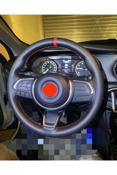 Dikişli Deri Direksiyon Kılıfı/damarlı Deri/yüzüklü Kırmızı Yüzüklü Model ürün görseli