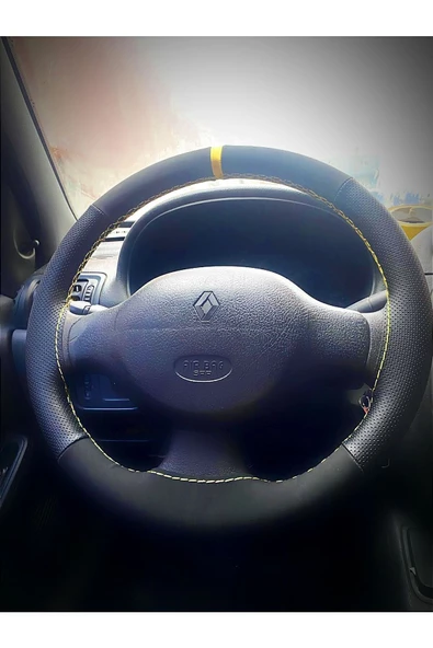 DİKİŞLİ DERİ DİREKSİYON KILIFI NOKTALI DERİ/NUBUK DERİ SARI YÜZÜKLÜ ürün görseli