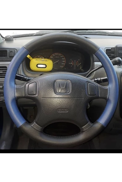 DİKİŞLİ DERİ DİREKSİYON KILIFI MAVİ / SİYAH DERİ SİYAH DİKİŞLİ ürün görseli