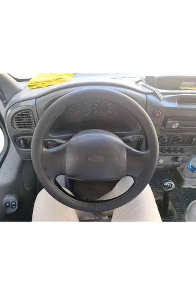 Dikişli Direksiyon Kılıfı Damarlı Siyah Deri Siyah Dikişli Ford Transit 02-06 Için - Resim 3