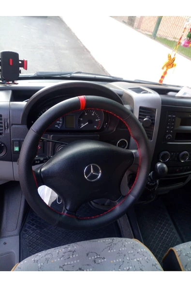 DİKİŞLİ DERİ DİREKSİYON KILIFI NOKTALI/DAMARLI DERİ KIRMIZI YÜZÜK/ DİKİŞ SPRİNTER İÇİN ürün görseli