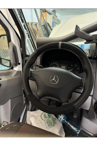 DİKİŞLİ DİREKSİYON KILIFI NOKTALI/NUBUK GRİ YÜZÜK DİKİŞLİ MERCEDES SPRİNTER (2014 sonrası) Uyumlu - 2