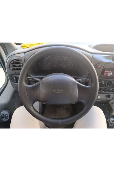 Dikişli Direksiyon Kılıfı Damarlı Siyah Deri Siyah Dikişli Ford Transit 02-06 Için - Resim 2