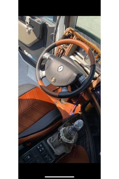 DİKİŞLİ DİREKSİYON KILIFI SİYAH/TABA DERİ SİYAH DİKİŞLİ RENAULT PREMİUM TIR İÇİN - Resim 2