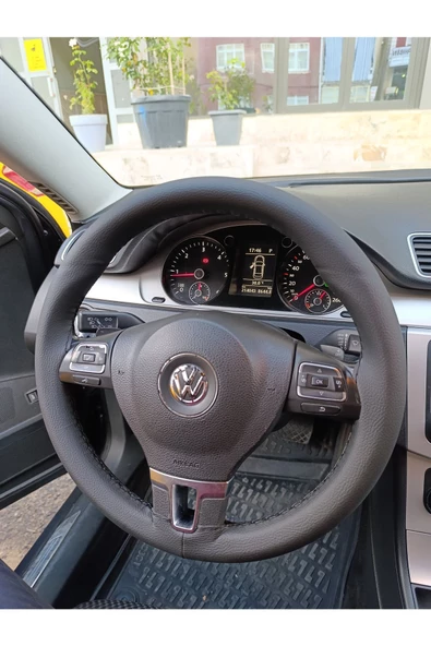 DİKİŞLİ DİREKSİYON KILIFI DAMARLI DERİ SİYAH DİKİŞLİ VOLKSWAGEN PASSAT 2012- İÇİN - Resim 3