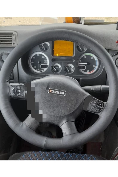 DİKİŞLİ DİREKSİYON KILIFI SİYAH DERİ SİYAH DİKİŞLİ DAF TIR KAMYON İÇİN ürün görseli