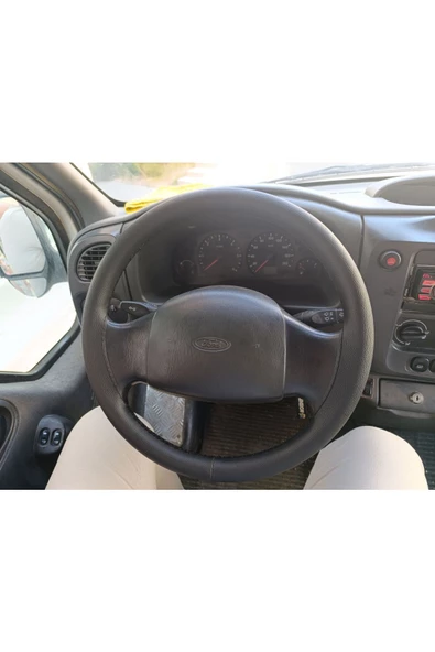 Dikişli Direksiyon Kılıfı Damarlı Siyah Deri Siyah Dikişli Ford Transit 02-06 Için ürün görseli