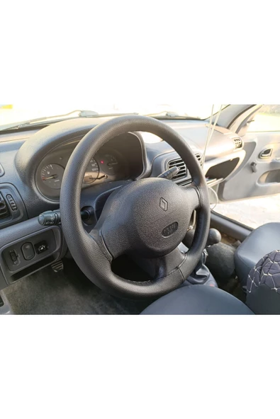 Dikişli Direksiyon Kılıfı Damarlı Siyah Deri Siyah Dikişli Renault Clio 2007 Öncesi - Resim 2