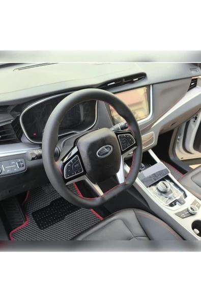 DİKİŞLİ DİREKSİYON KILIFI DAMARLI DERİ KIRMIZI DİKİŞLİ SWM G01F İÇİN - Resim 2