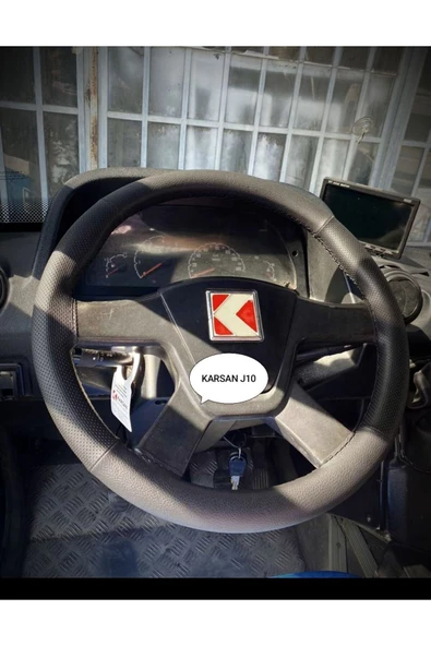 DİKİŞLİ DİREKSİYON KILIFI NOKTALI DAMARLI DERİ SİYAH DİKİŞLİ KARSAN J10 İÇİN ürün görseli