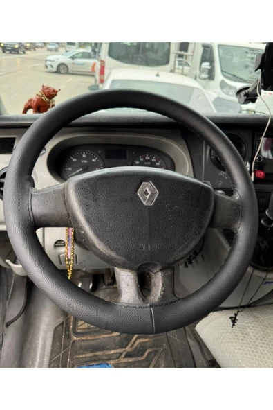 DİKİŞLİ DİREKSİYON KILIFI SİYAH DERİ SİYAH DİKİŞLİ RENAULT MASTER İÇİN ürün görseli 1