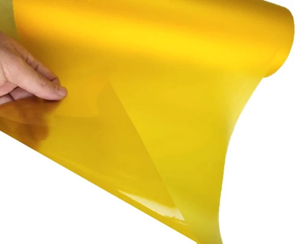 Parlak Simli Görünüm Sarı Renk Yapışkanlı Folyo 30 Cm 1 Metre - 2