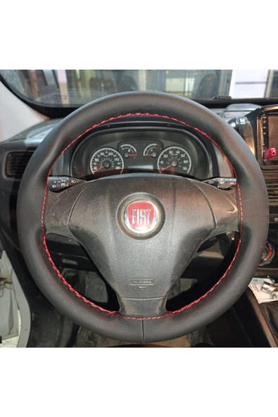 DİKİŞLİ DİREKSİYON KILIFI SİYAH - KIRMIZI DİKİŞLİ FIAT DOBLO İÇİN ürün görseli