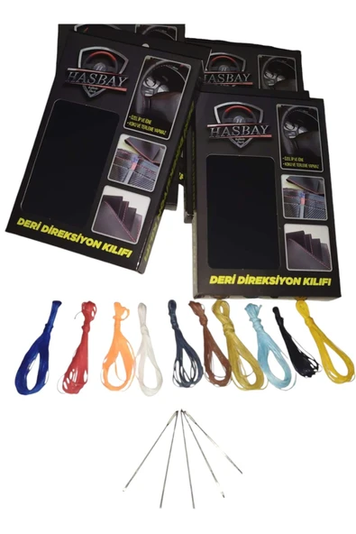 DİKİŞLİ DİREKSİYON KILIFI SİYAH GRİ DERİ SİYAH DİKİŞLİ VOLVO TIR KAMYON İÇİN - Resim 2