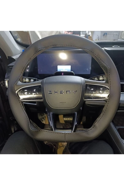 DİKİŞLİ DİREKSİYON KILIFI SİYAH DERİ SİYAH DİKİŞLİ CHERY TİGGO 7 PRO İÇİN - Resim 2