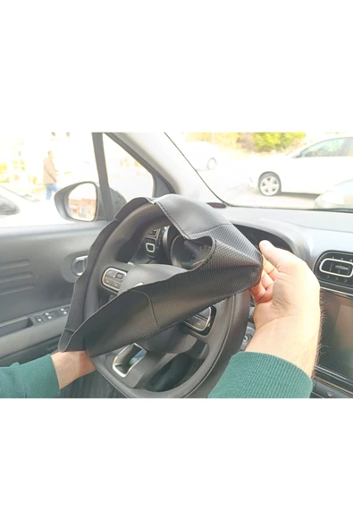 DİKİŞLİ DİREKSİYON KILIFI İTHAL SİYAH/NOKTALI GRİ DİKİŞLİ FORD RANGER - 2