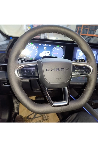 DİKİŞLİ DİREKSİYON KILIFI SİYAH DERİ SİYAH DİKİŞLİ CHERY TİGGO 7 PRO İÇİN - Resim 3