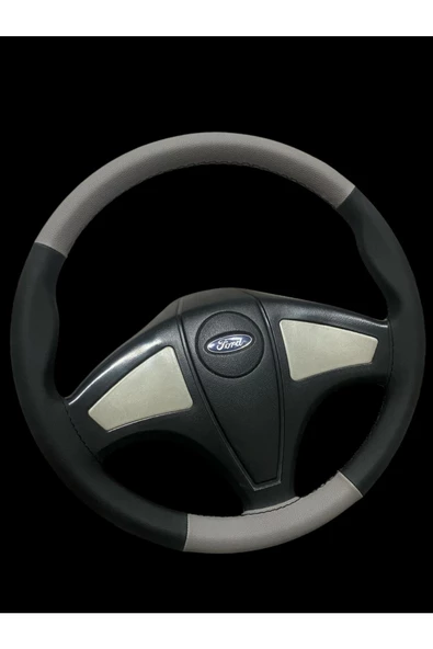 DİKİŞLİ DİREKSİYON KILIFI GRİ/SİYAH DERİ SİYAH DİKİŞLİ FORD CARGO KAMYON TIR İÇİN ürün görseli