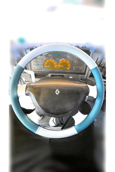 DİKİŞLİ DİREKSİYON KILIFI AÇIK MAVİ/ BEYAZ SİYAH  DİKİŞLİ RENAULT PREMİUM TIR KAMYON İÇİN - 1