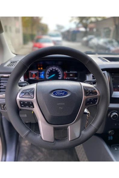 DİKİŞLİ DİREKSİYON KILIFI İTHAL SİYAH/NOKTALI GRİ DİKİŞLİ FORD RANGER - 1