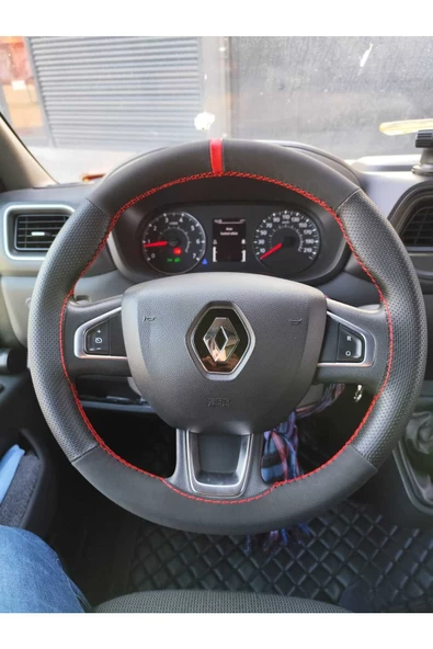 DİKİŞLİ DİREKSİYON KILIFI NUBUK NOKTALI KIRMIZI YÜZÜK RENAULT MASTER DOLU MODELLER İÇİN ürün görseli