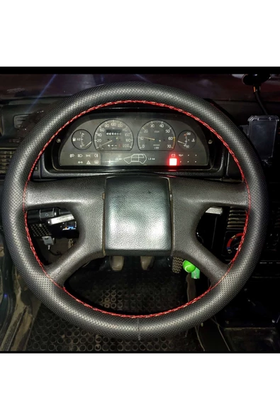 DİKİŞLİ DİREKSİYON KILIFI NOKTALI DERİ KIRMIZI DİKİŞLİ FIAT UNO İÇİN ürün görseli