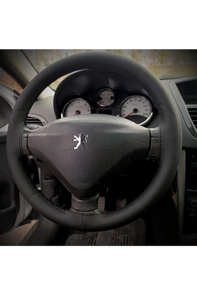 DİKİŞLİ DİREKSİYON KILIFI SİYAH DERİ SİYAH DİKİŞLİ PEUGEOT 207 İÇİN - Resim 2