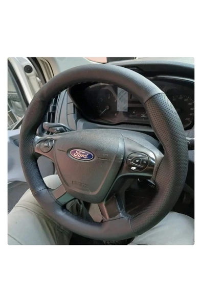 DİKİŞLİ DİREKSİYON KILIFI SİYAH/NOKTALI DERİ SİYAH DİKİŞLİ FORD FOCUS İÇİN ürün görseli