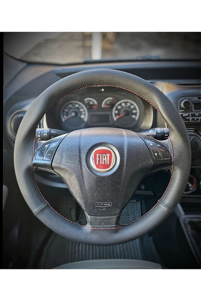 DİKİŞLİ DİREKSİYON KILIFI İTHAL NOKTALI DERİ KIRMIZI DİKİŞLİ PARÇALI MODEL FİAT LİNEA İÇİN ürün görseli