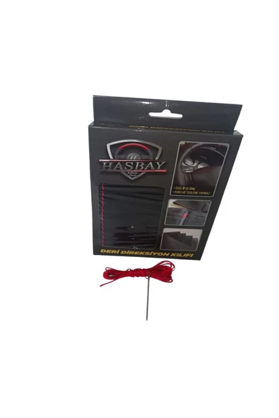 DİKİŞLİ DİREKSİYON KILIFI SİYAH DERİ KIRMIZI YÜZÜK KIRMIZI DİKİŞLİ FIAT TEMPRA İÇİN - Resim 2