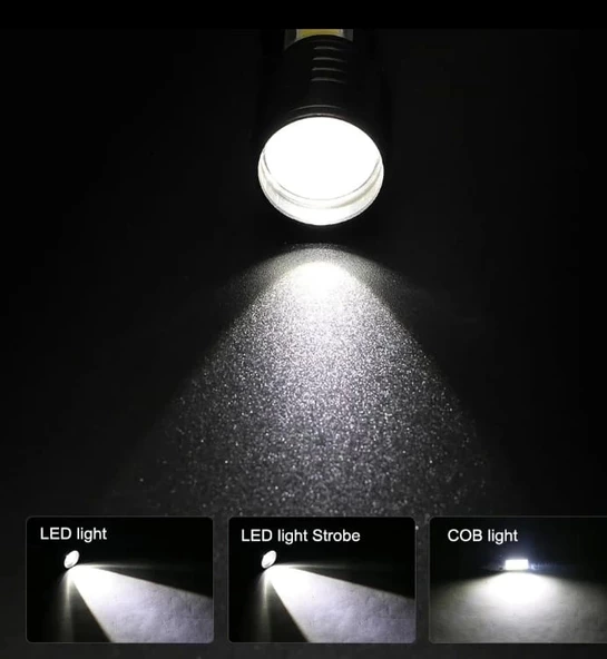 Wuben Wb-017 Zoomlu Şarjlı Cob Led Güçlü El Feneri - Resim 6