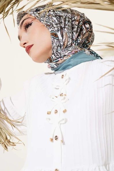 Paisley Desenli Soft Pamuk Eşarp Çağla Yeşili ürün görseli 1