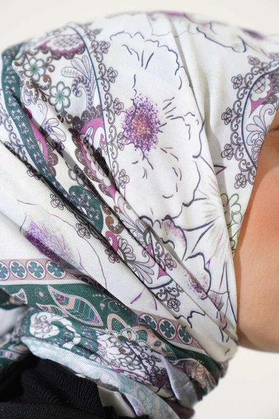 Çiçekli Paisley Desen Eşarp Acı Kahve - 4