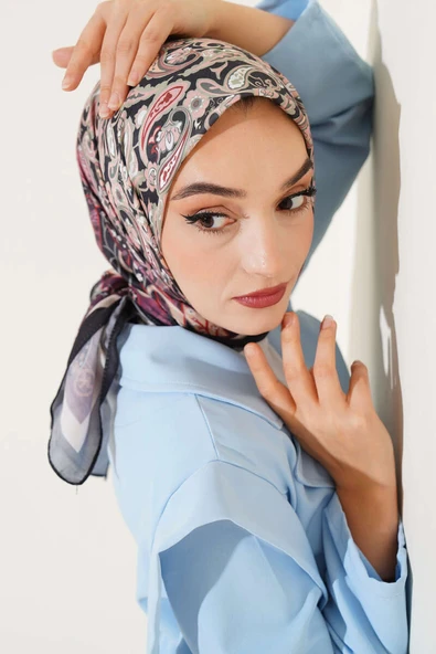 Paisley Desenli Soft Pamuk Eşarp Mürdüm ürün görseli 1