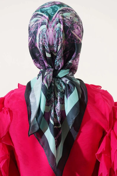 Otantik Paisley Desen Eşarp Mint Yeşili - Resim 3