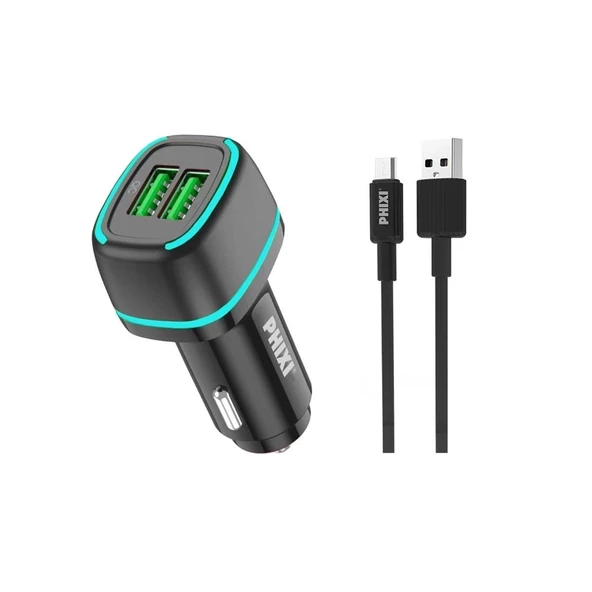 Force Qcc571m Çift Çıkışlı Fast Micro Usb Kablolu Araç Şarj Cihazı