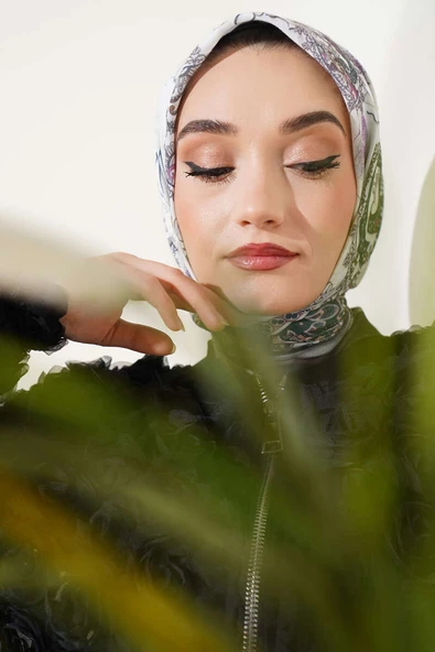 Çiçekli Paisley Desen Eşarp Acı Kahve - 2