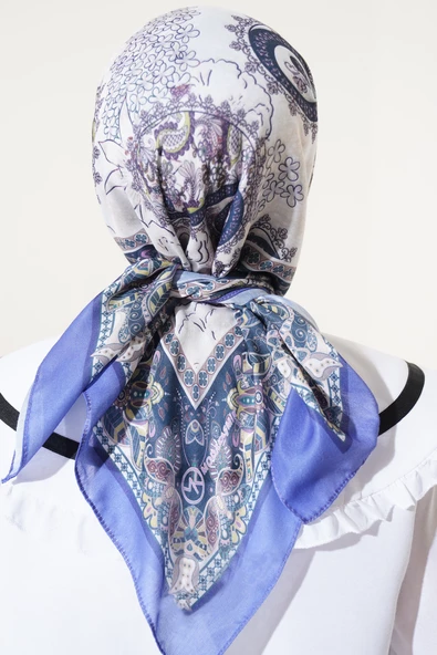 Çiçekli Paisley Desen Eşarp Lila - 3