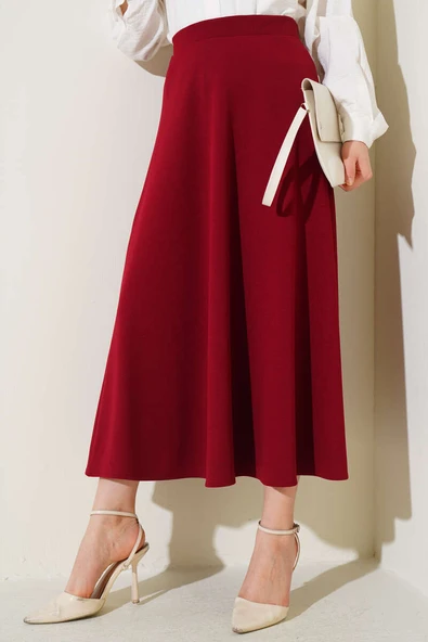 Düz Kloş Etek Bordo - 2