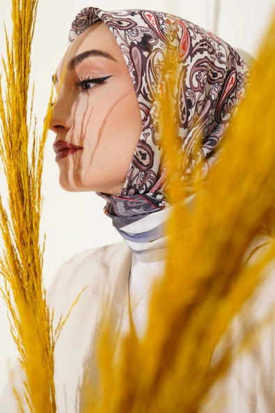 Paisley Desenli Soft Pamuk Eşarp Gri ürün görseli 1