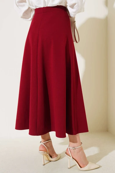 Düz Kloş Etek Bordo - 3
