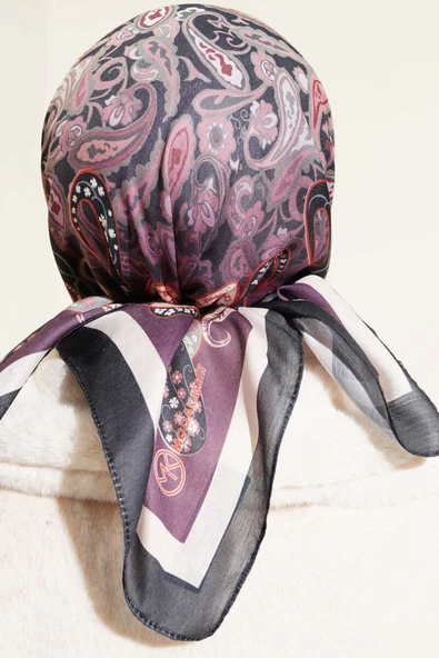 Paisley Desenli Soft Pamuk Eşarp Mürdüm - 3